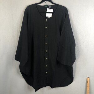 Vintage Sushi Tunic Womens One Size Black Lagenlook Boho Ethnic Cotton NEW